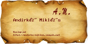 Andirkó Miklós névjegykártya